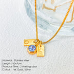 Stainless Steel Plated English Letter Pendant Necklace - Necklace