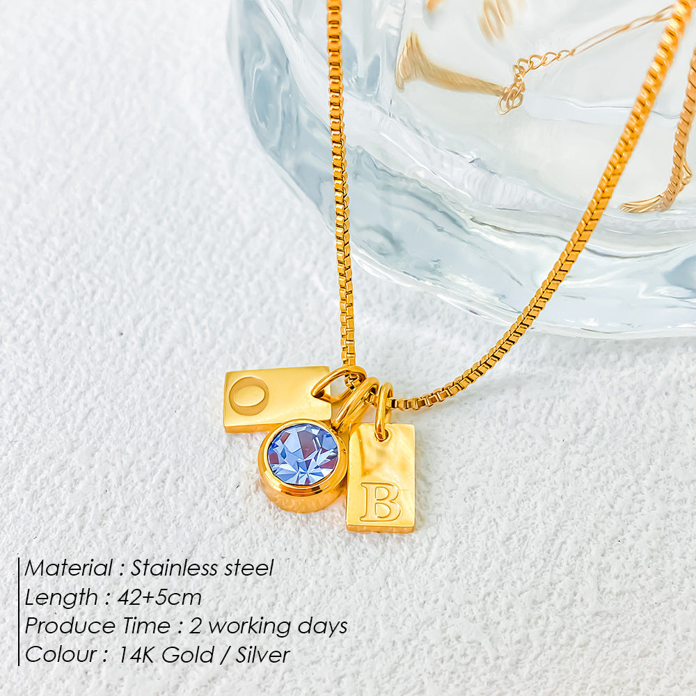 Stainless Steel Plated English Letter Pendant Necklace - Necklace