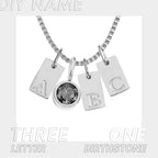 Stainless Steel Plated English Letter Pendant Necklace - Steel color / 4 accessories / April - Necklace