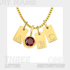 Stainless Steel Plated English Letter Pendant Necklace - Gold / 4 accessories / April - Necklace