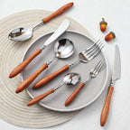 Stainless Steel Rosewood Wooden Handle Knife Fork And Spoon Wooden Tableware Set - Wooden tableware