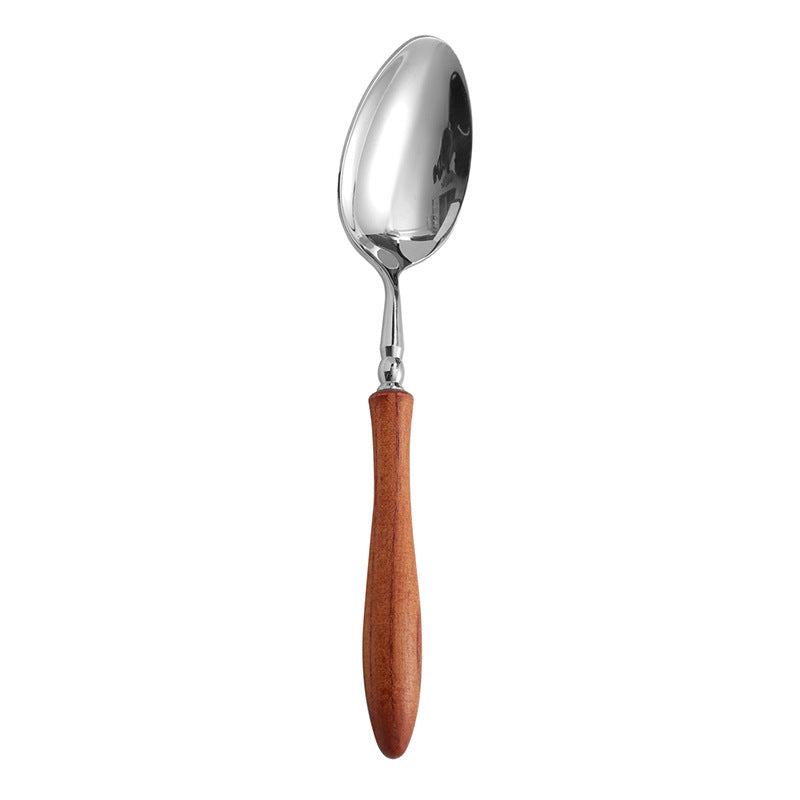 Stainless Steel Rosewood Wooden Handle Knife Fork And Spoon Wooden Tableware Set - Main Meal Spoon - Wooden tableware