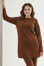 Stone Detail Knitted Tunic | Brown – NEOMODEST product image 1