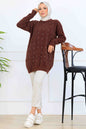 Stone-Detail Knit Tunic in Brown – NEOMODEST, image 1