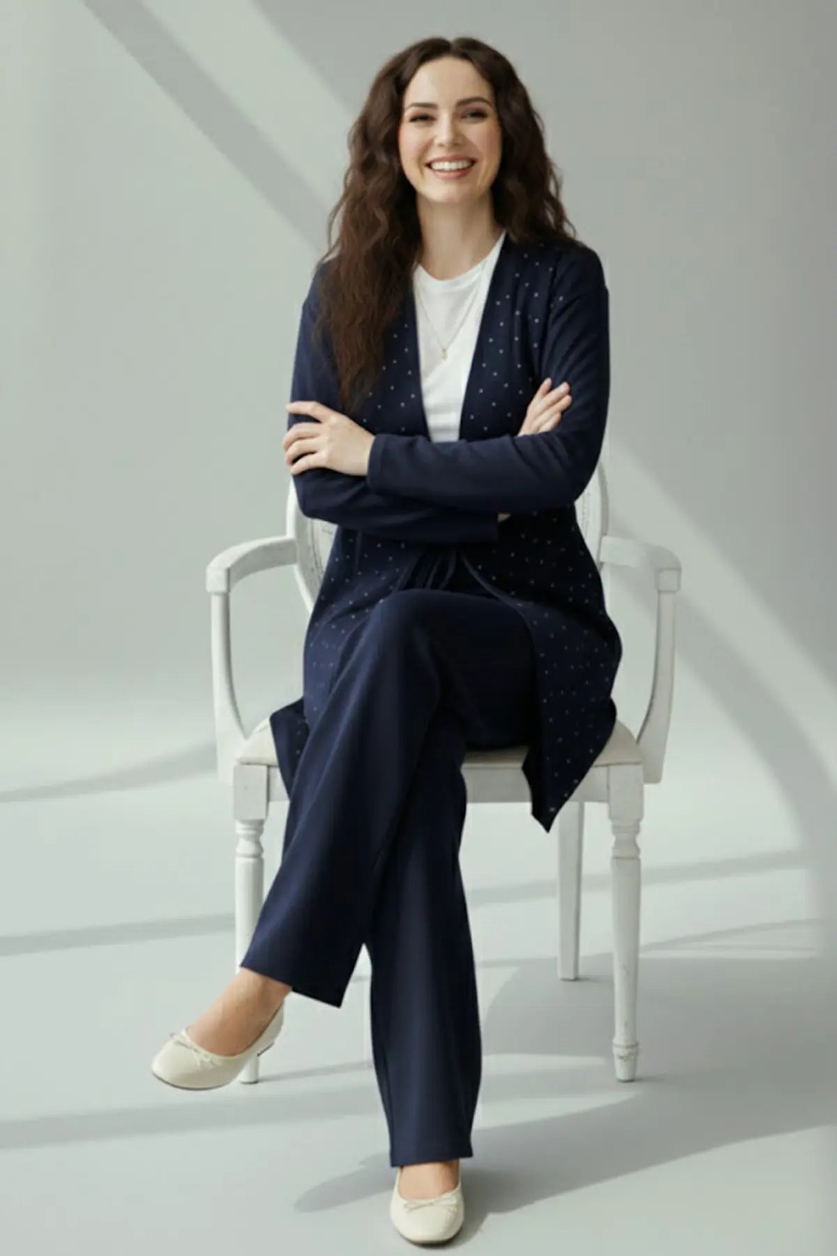 Stone Embellished Hijab Two-piece Set | Navy Blue – NEOMODEST product image 2