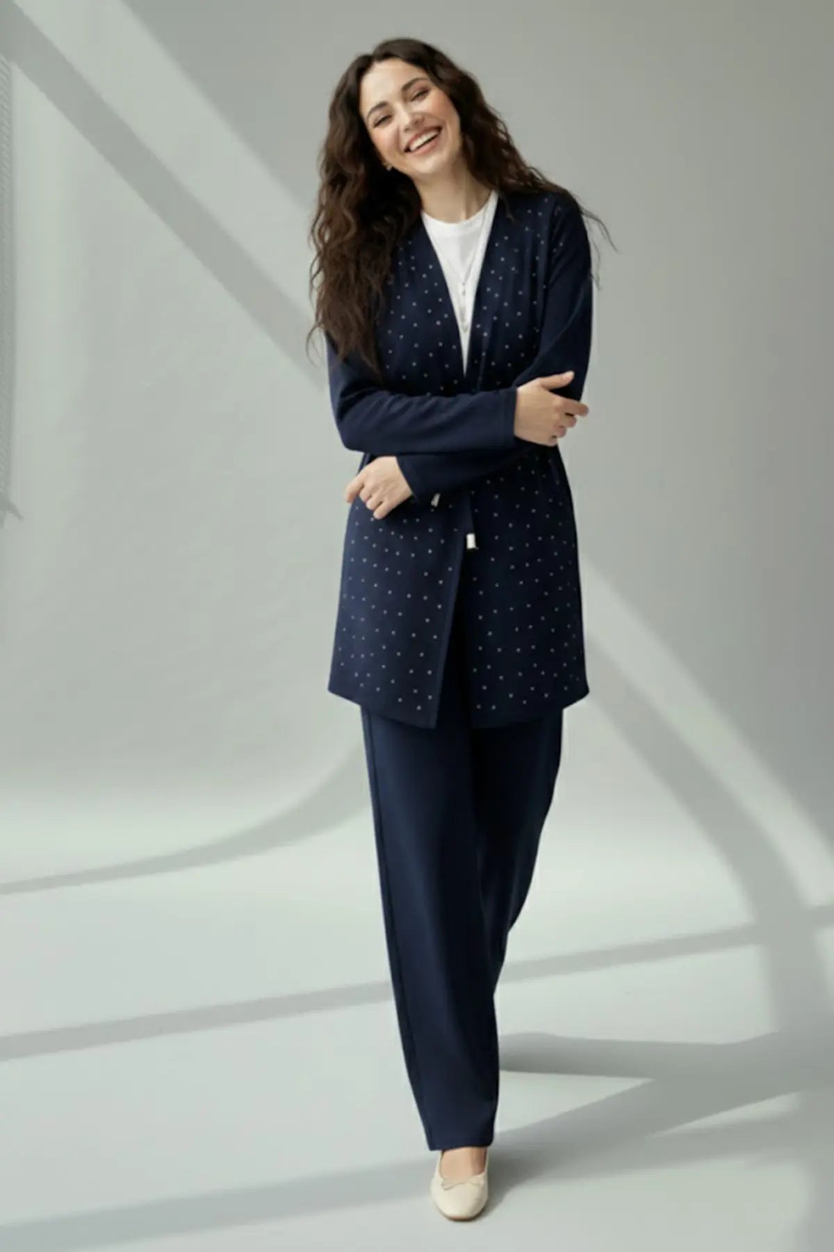 Stone Embellished Hijab Two-piece Set | Navy Blue – NEOMODEST product image 3