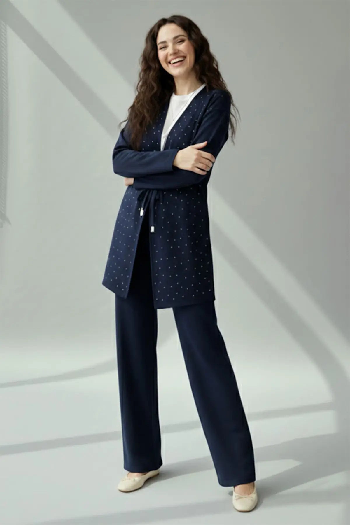 Stone Embellished Hijab Two-piece Set | Navy Blue – NEOMODEST product image 4