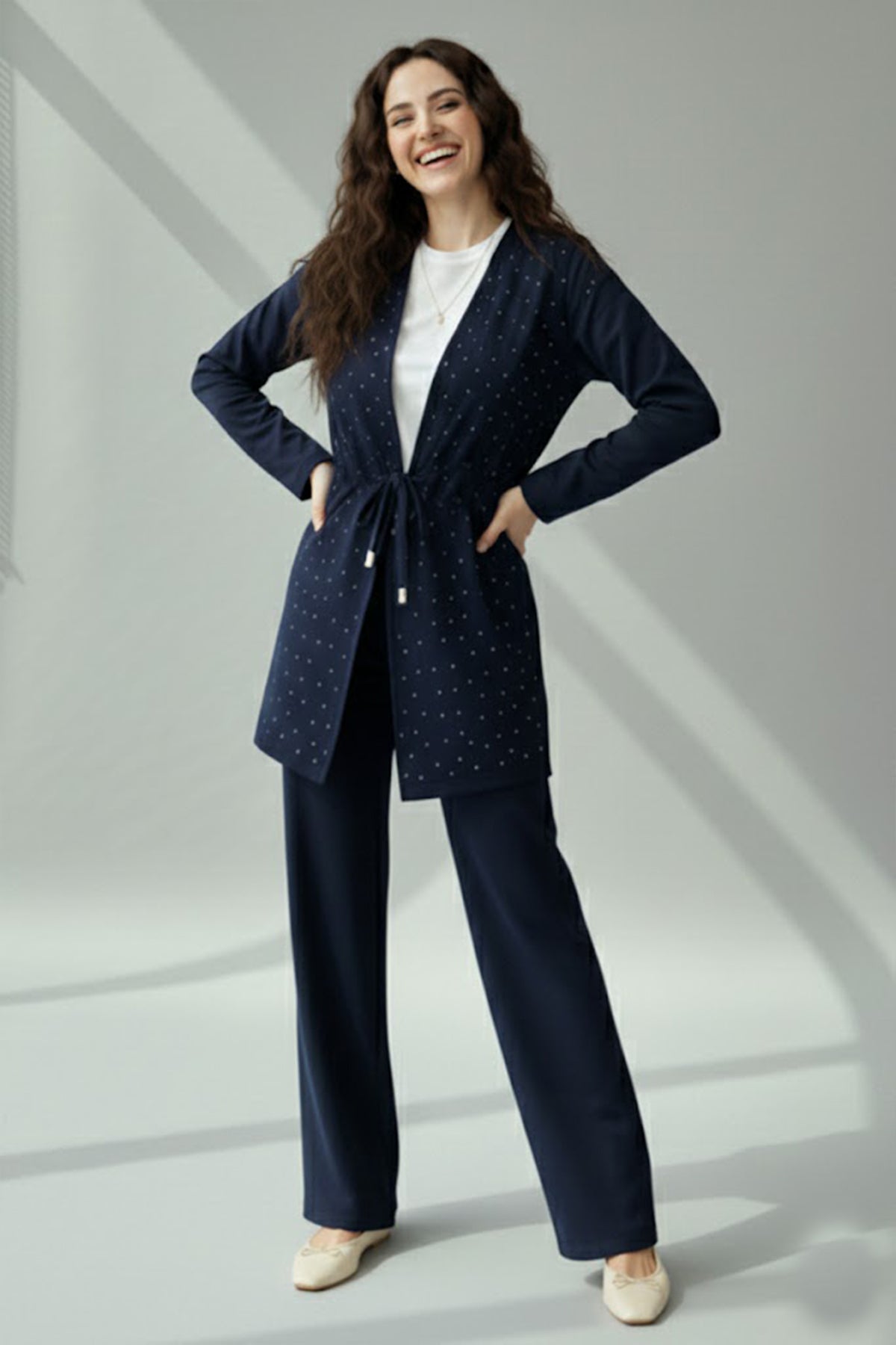 Stone Embellished Hijab Two-piece Set | Navy Blue – NEOMODEST product image 1