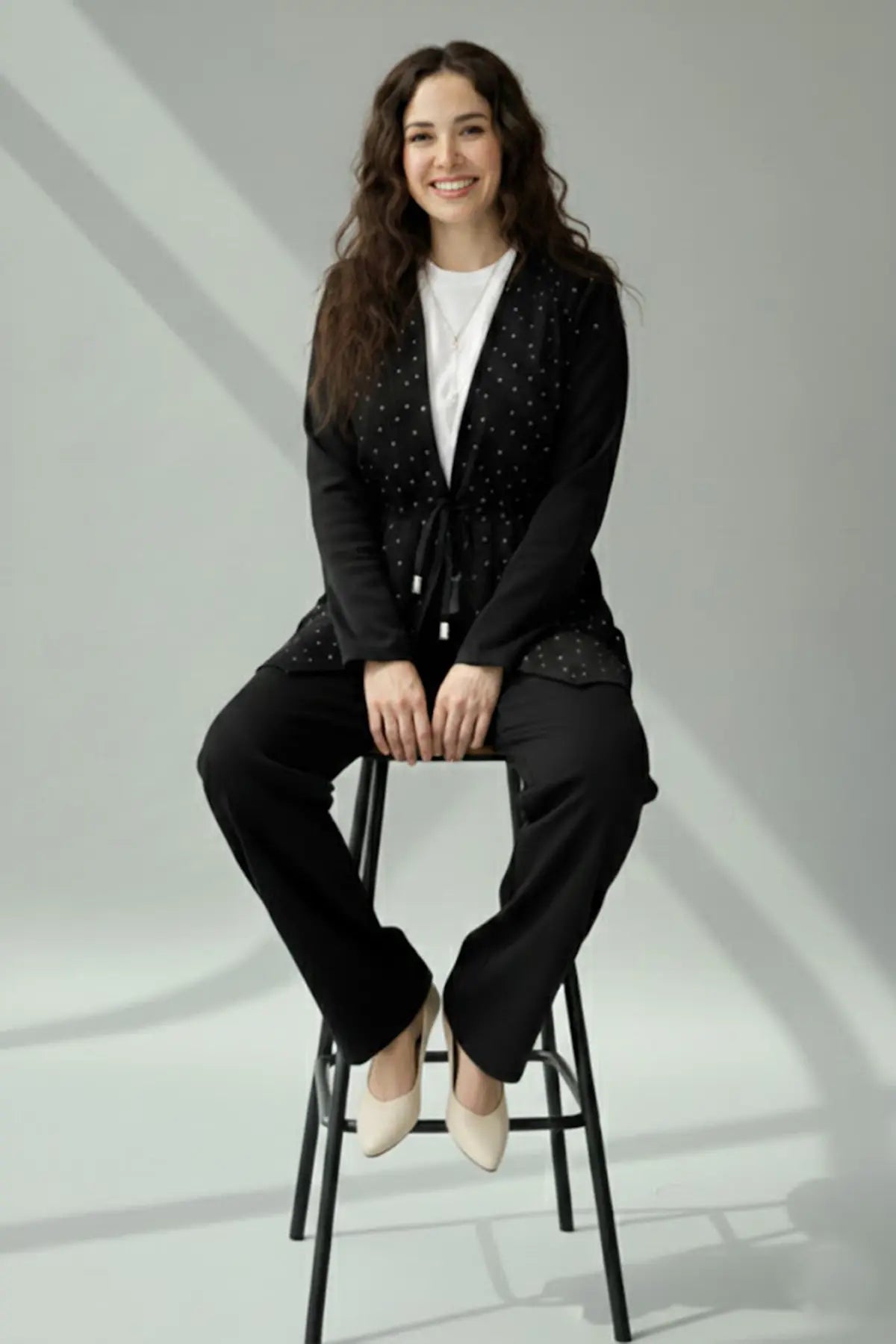 Stone Embellished Hijab Two-piece Set | Black – NEOMODEST product image 2