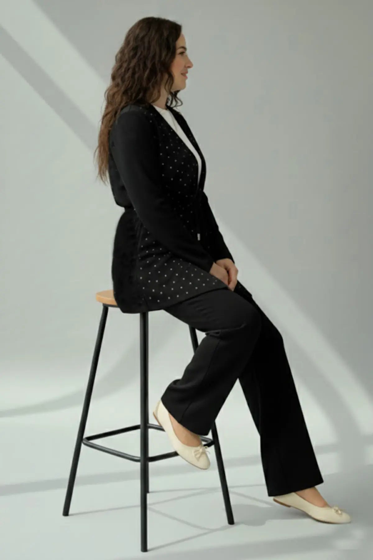 Stone Embellished Hijab Two-piece Set | Black – NEOMODEST product image 3
