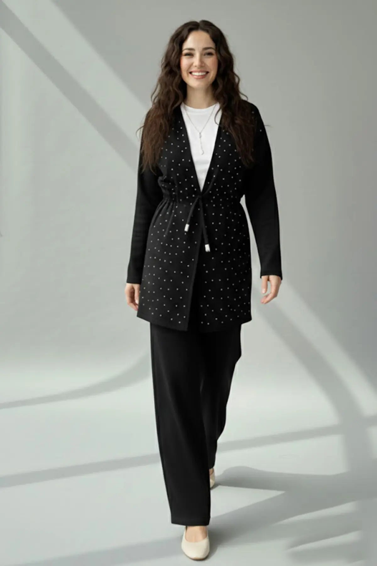 Stone Embellished Hijab Two-piece Set | Black – NEOMODEST product image 4