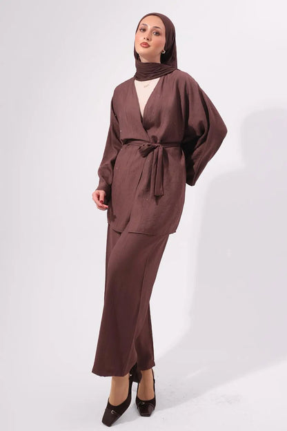 Stone Embellished Two-piece Set | Brown – NEOMODEST product image 2