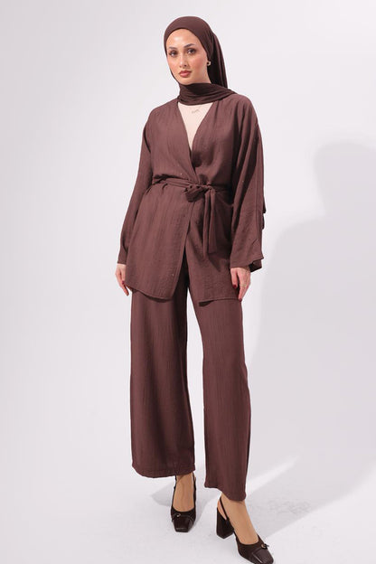 Stone Embellished Two-piece Set | Brown – NEOMODEST product image 1