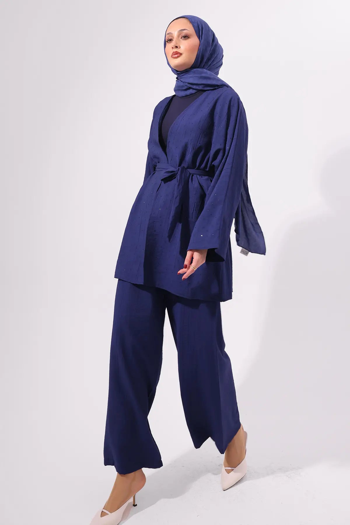 Stone Embellished Two-piece Set | Navy Blue – NEOMODEST product image 4