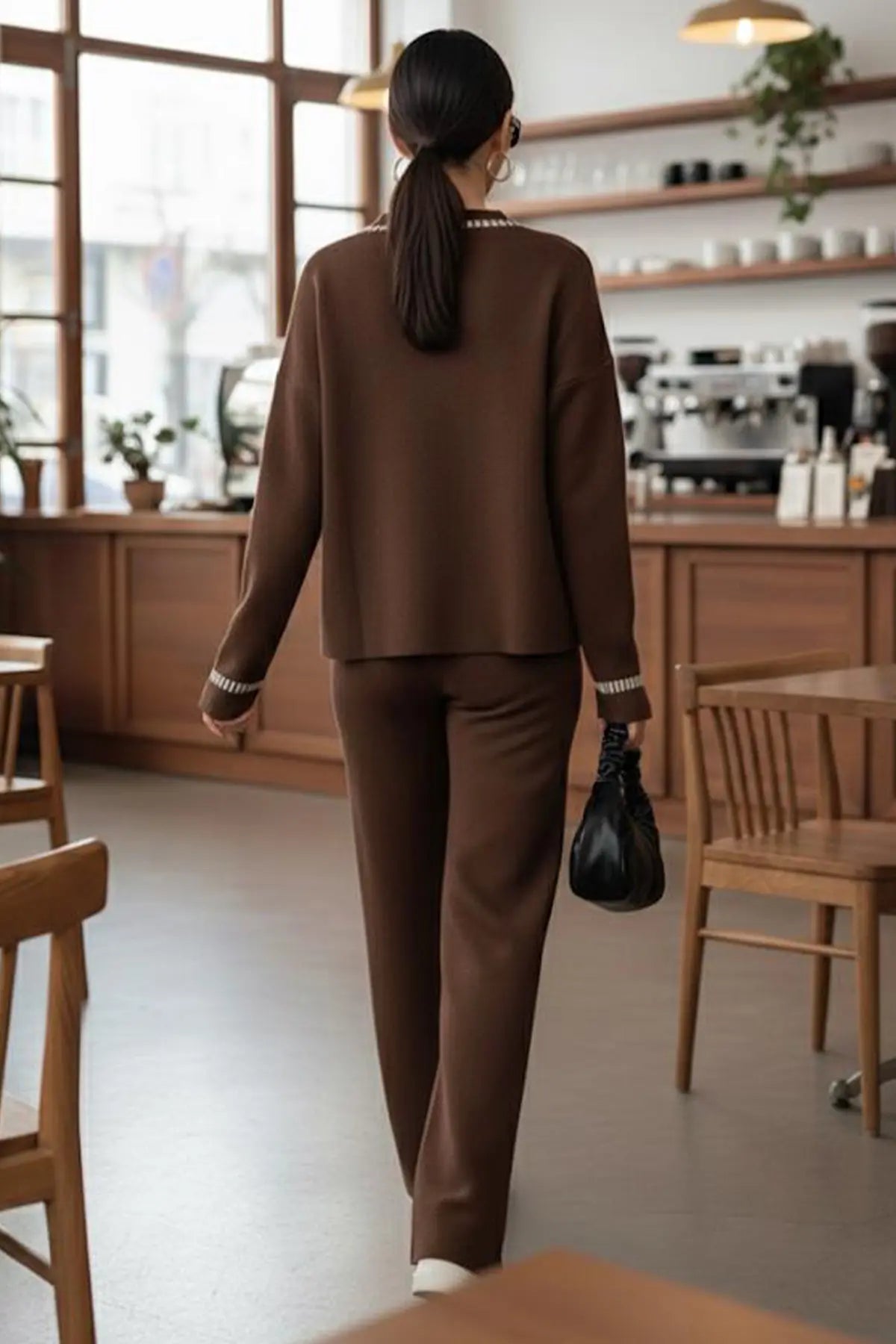 Striped Jacket Co-ord Set in Brown – NEOMODEST, image 6