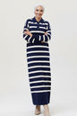 Mec Striped Knit Dress With Button Detail On The Collar