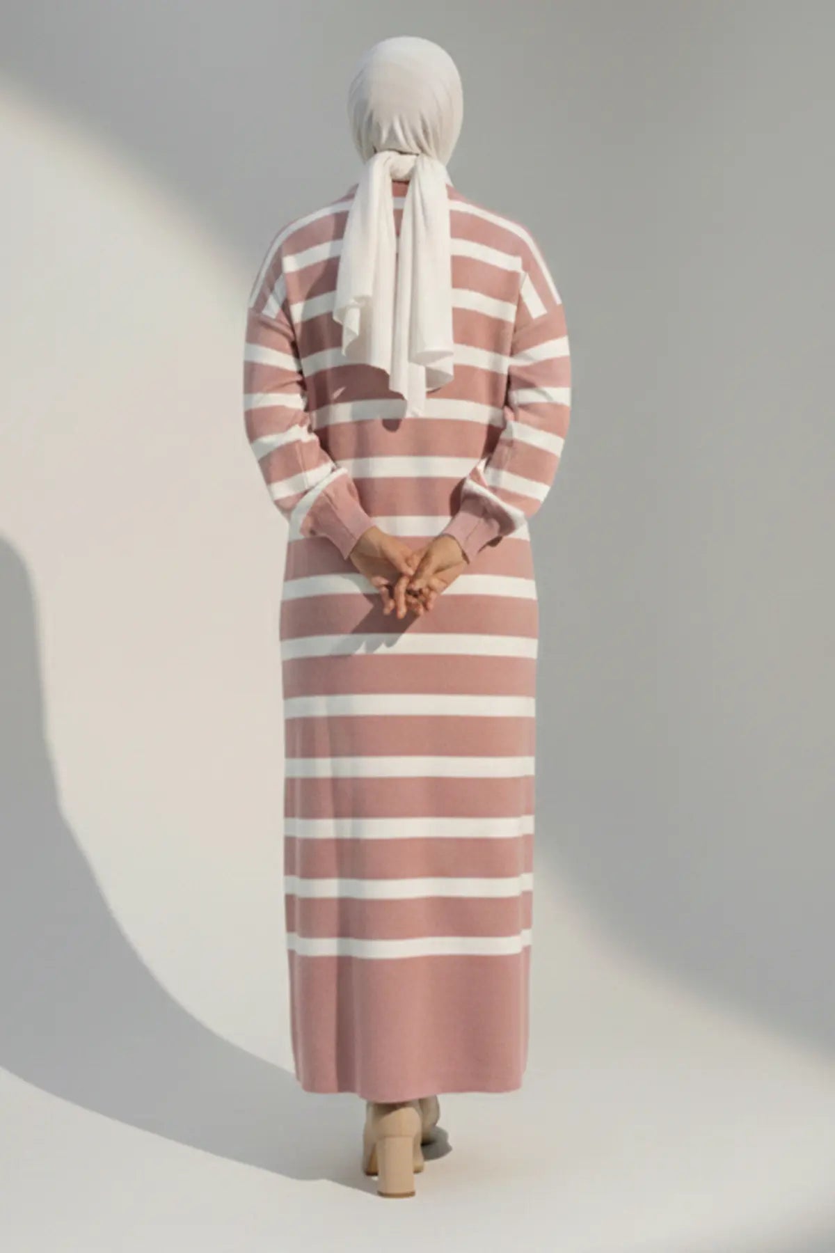 Mec Striped Knit Dress With Button Detail On The Collar