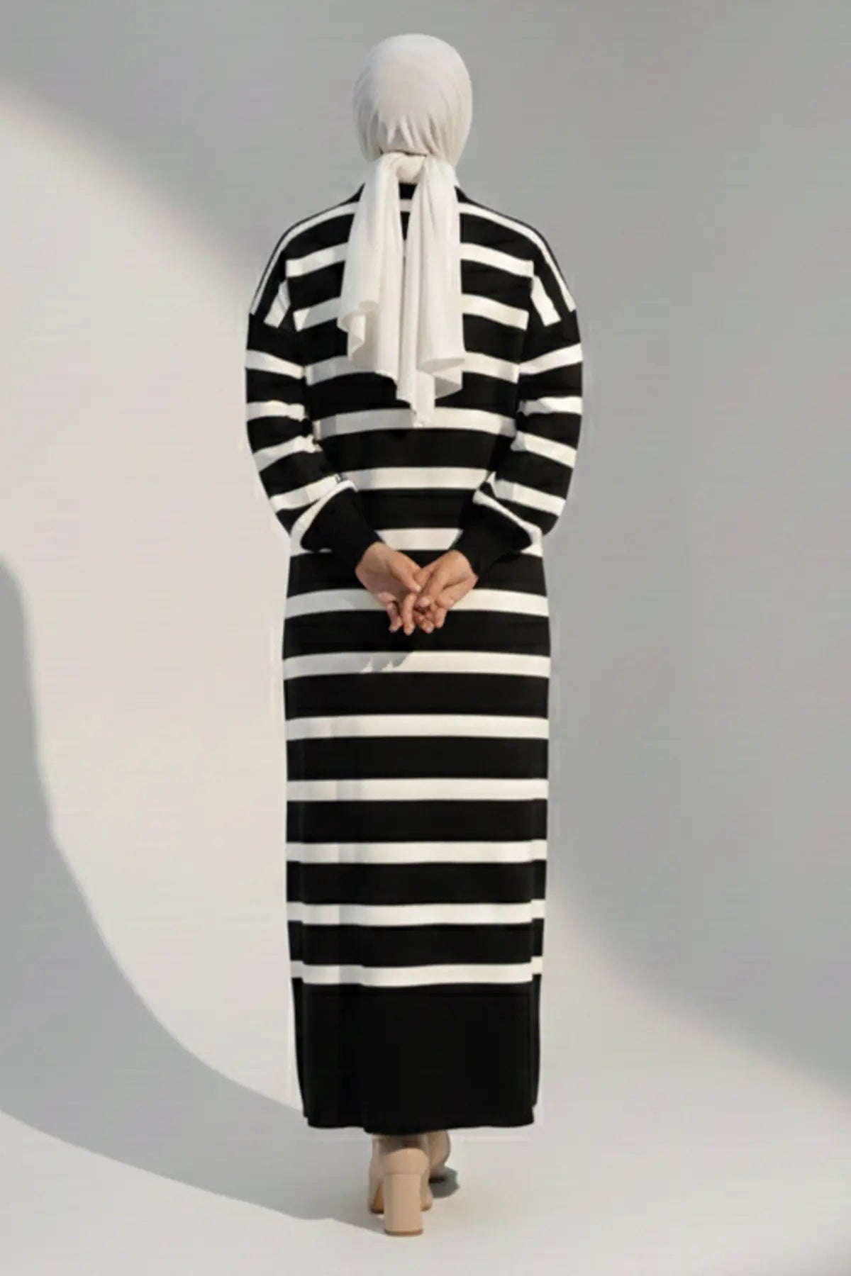 Mec Striped Knit Dress With Button Detail On The Collar