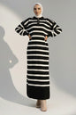 Mec Striped Knit Dress With Button Detail On The Collar