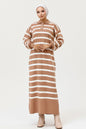 Mec Striped Knit Dress With Button Detail On The Collar