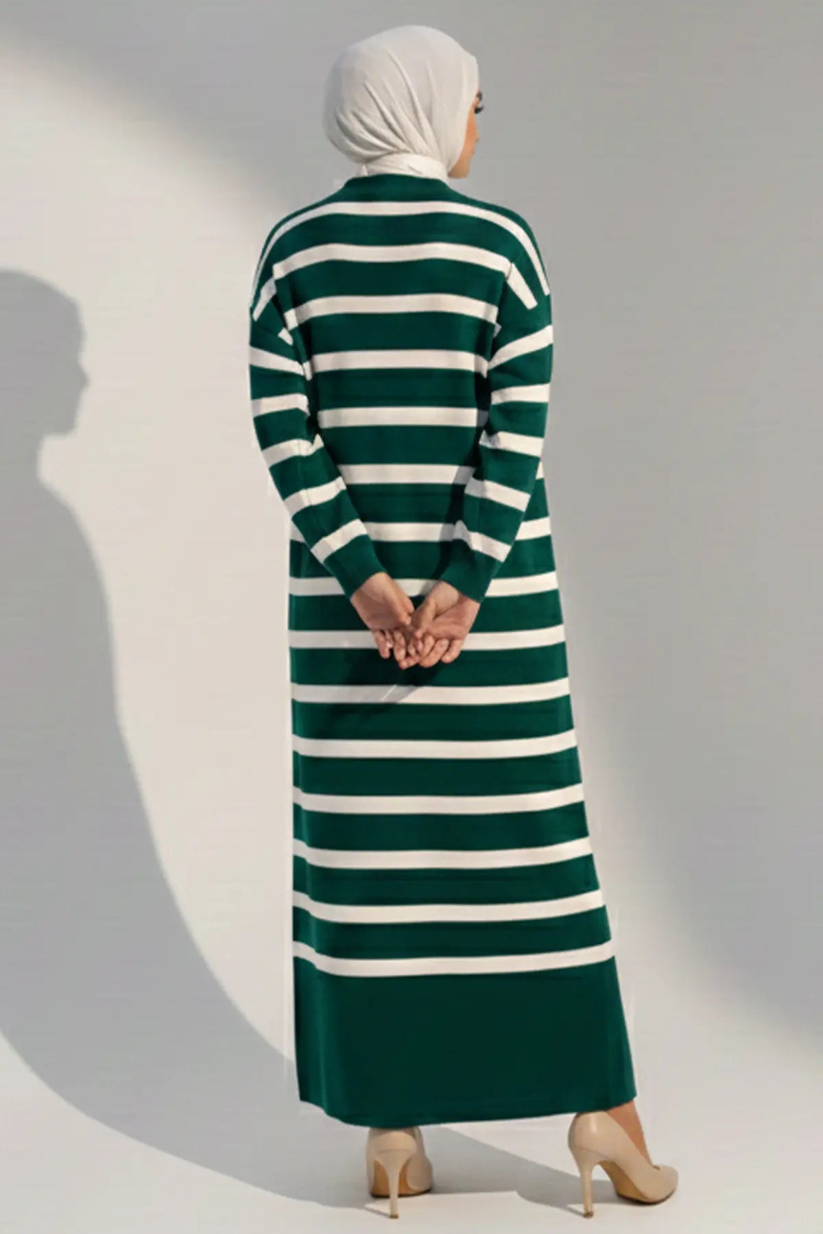 Mec Striped Knit Dress With Button Detail On The Collar