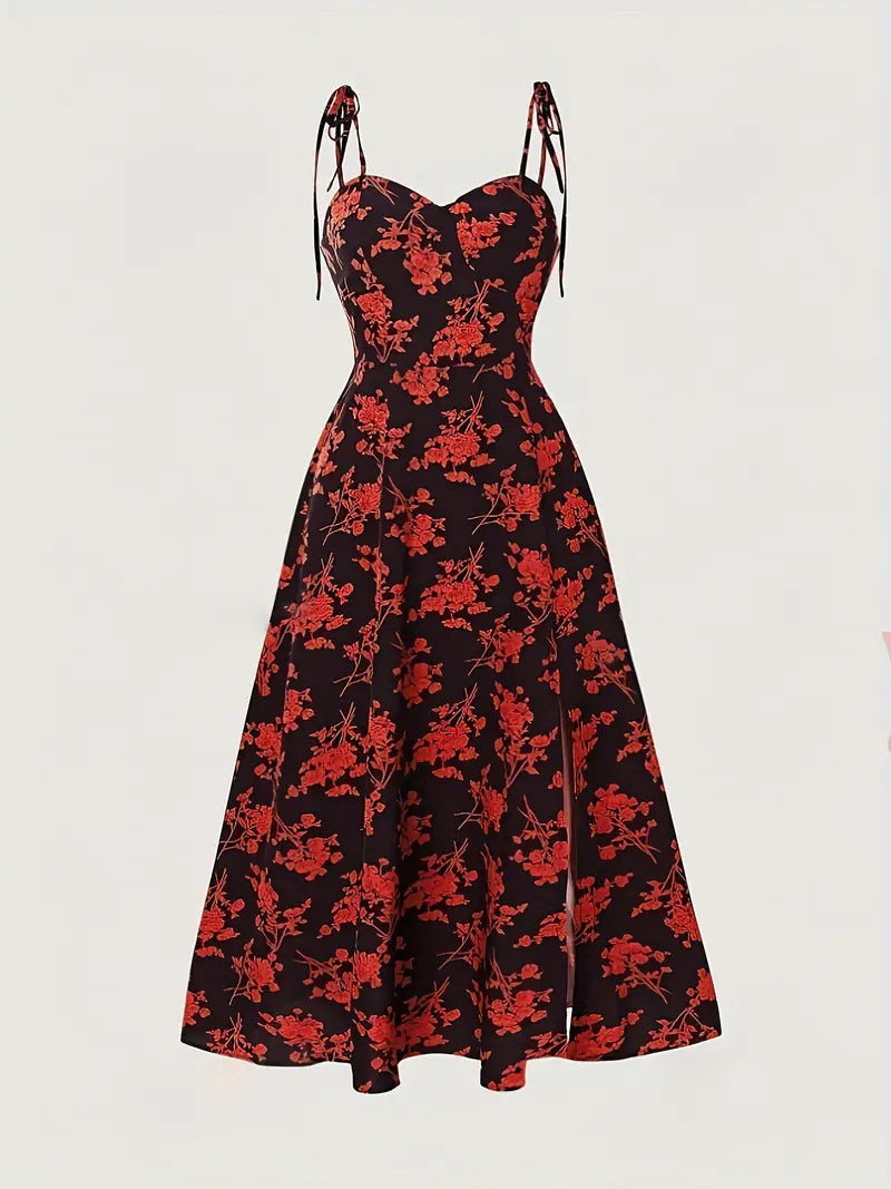 Summer Floral Off-the-shoulder Women’s Dress - Dark Red / 2XL - Dress