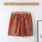 Summer Retro Jacquard Shorts - Purple SUNFLOWER / L - 2-pieces set