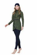 Sun Protection Three-pieces Modest Swimsuit Set - Army Green / 4XL