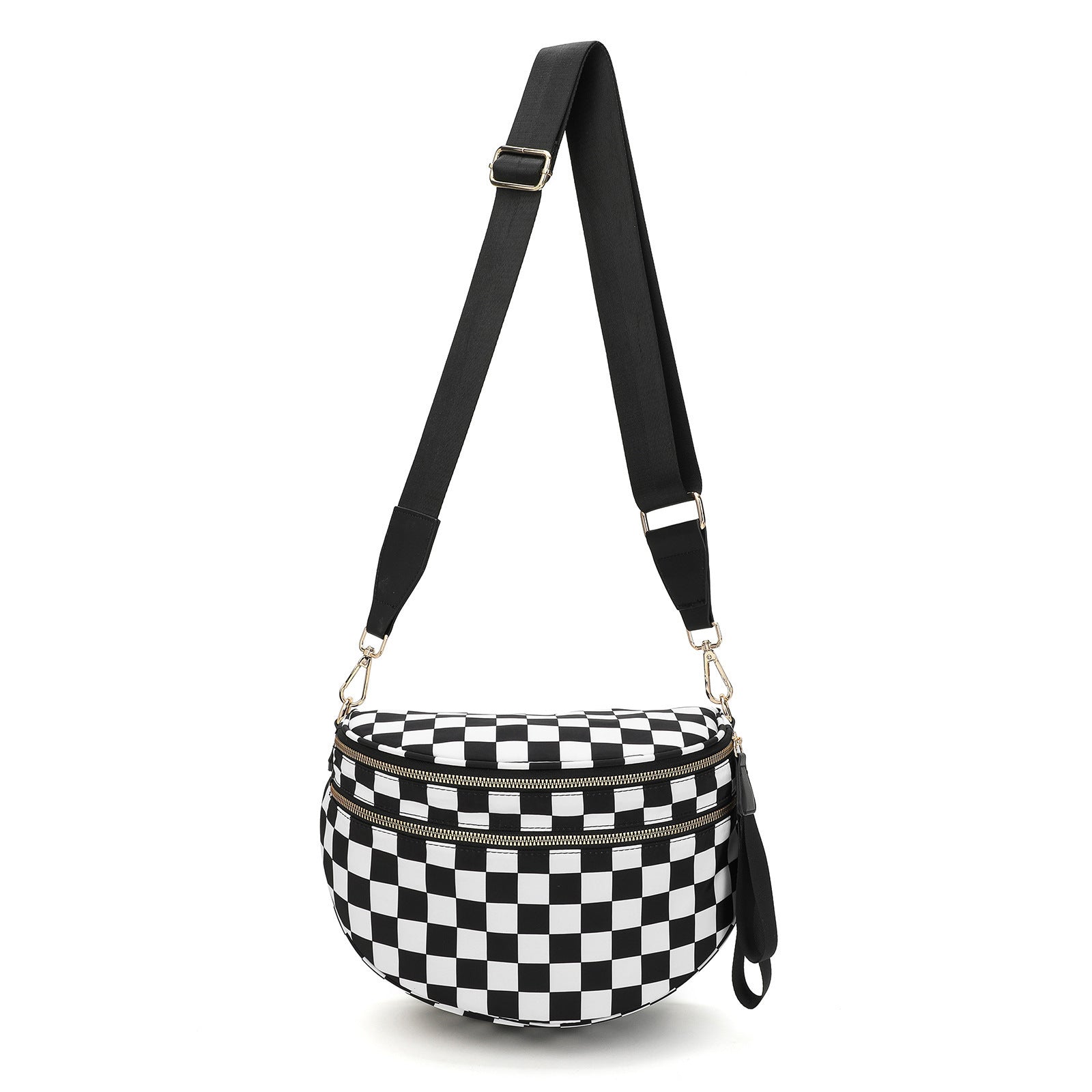 Trendy All-matching Oxford Cloth Large Capacity Bag - Black And White Plaid / 30x21x7