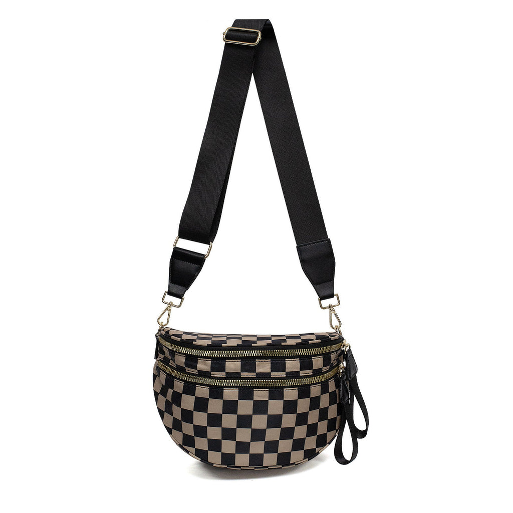 Trendy All-matching Oxford Cloth Large Capacity Bag - Black Brown Plaid / 30x21x7