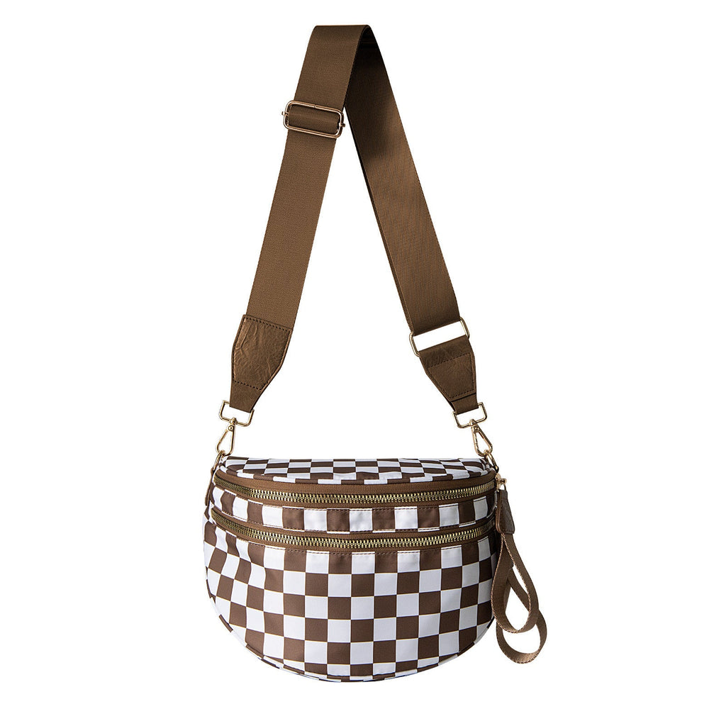 Trendy All-matching Oxford Cloth Large Capacity Bag - Brown Plaid / 30x21x7