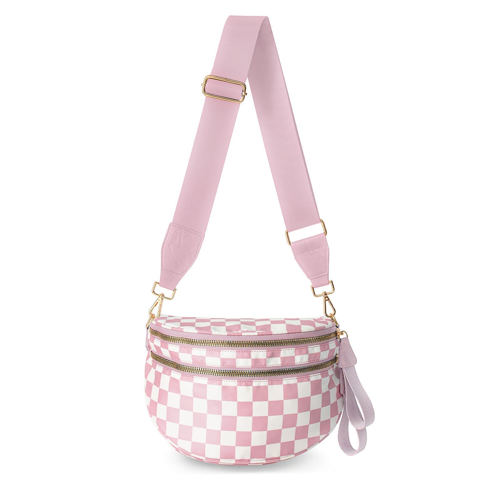 Trendy All-matching Oxford Cloth Large Capacity Bag - Pink And White Plaids / 30x21x7