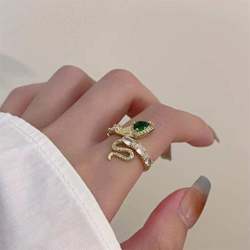 Trendy Snake Style Open-end Zircon Ring Women’s Fashion Ring - Ring