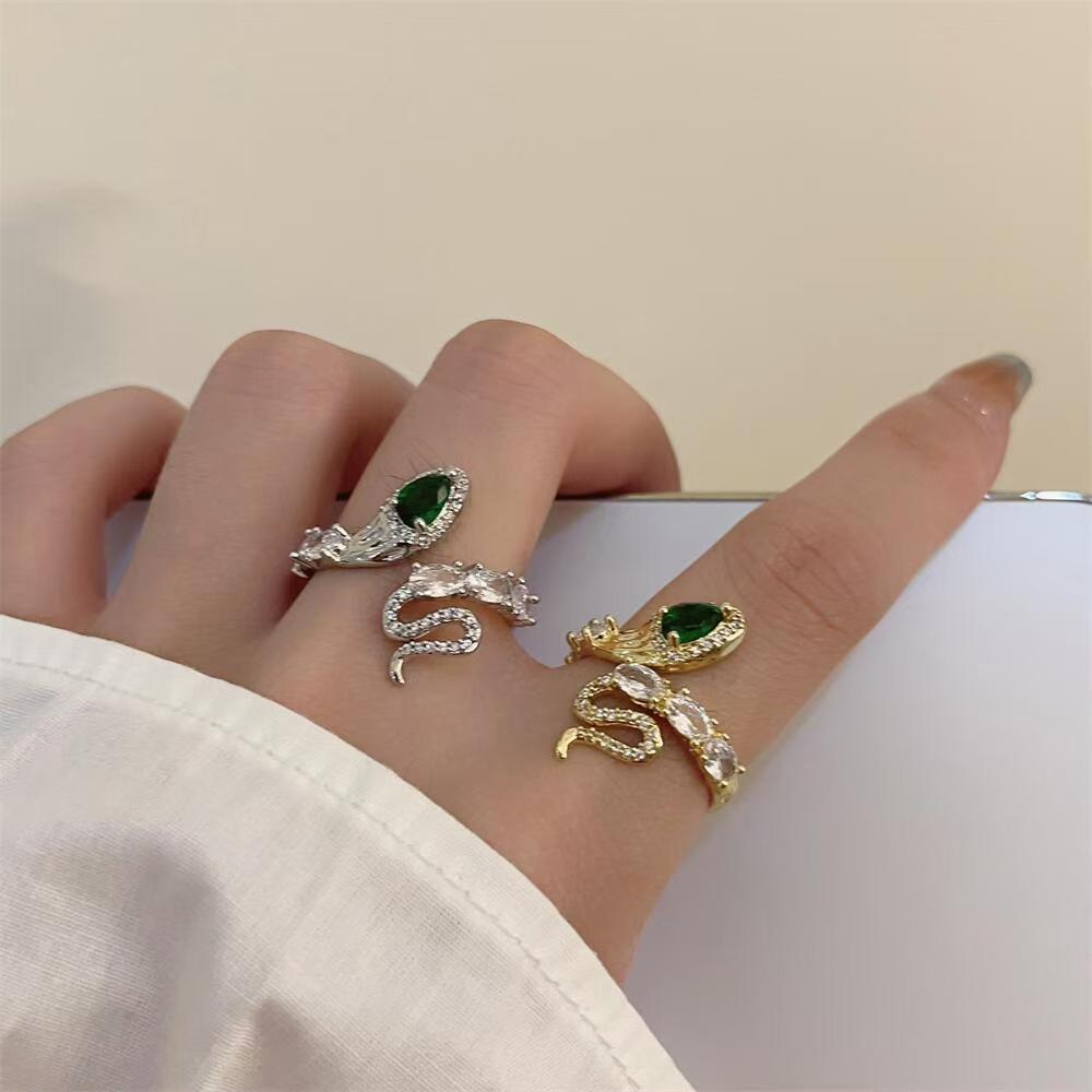 Trendy Snake Style Open-end Zircon Ring Women’s Fashion Ring - Ring