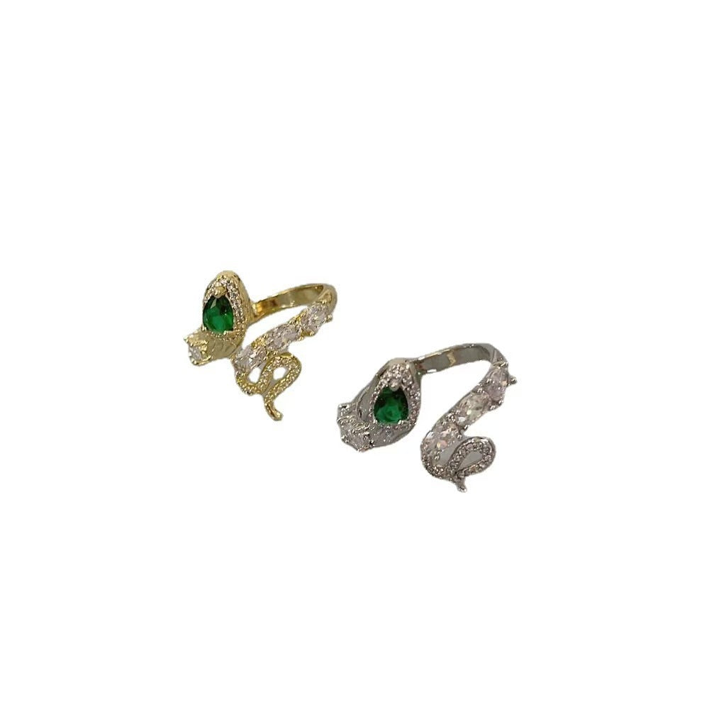 Trendy Snake Style Open-end Zircon Ring Women’s Fashion Ring - Ring