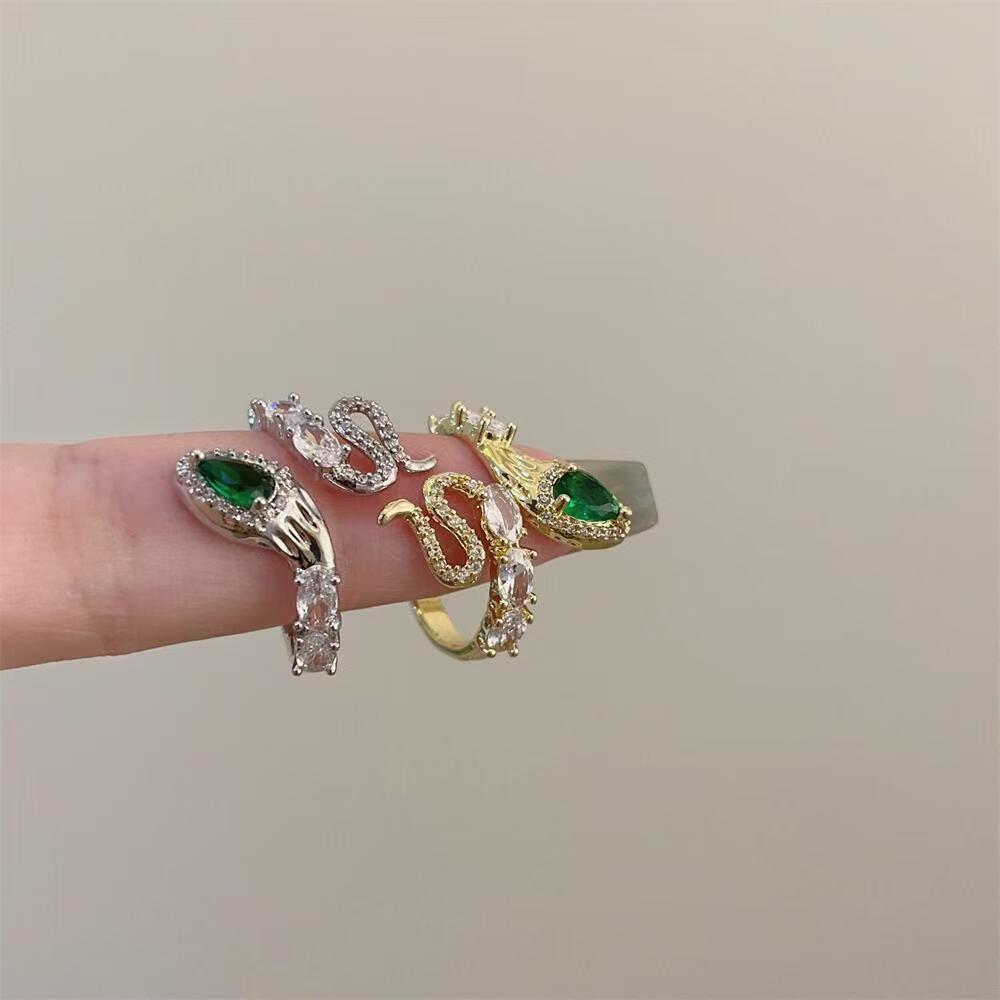 Trendy Snake Style Open-end Zircon Ring Women’s Fashion Ring - Ring