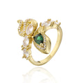 Trendy Snake Style Open-end Zircon Ring Women’s Fashion Ring - J2025 Gold / Adjustable Opening - Ring