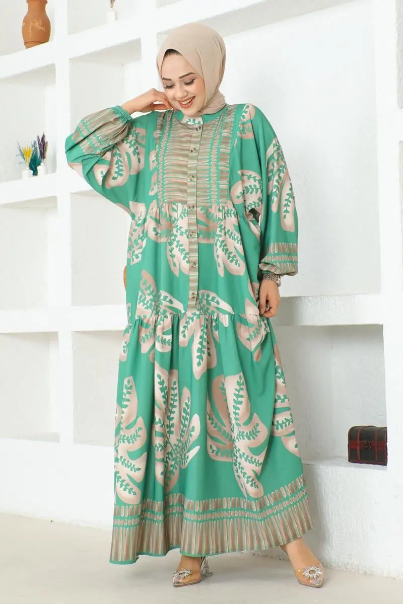 Mec Tropical Patterned Hijab Dress