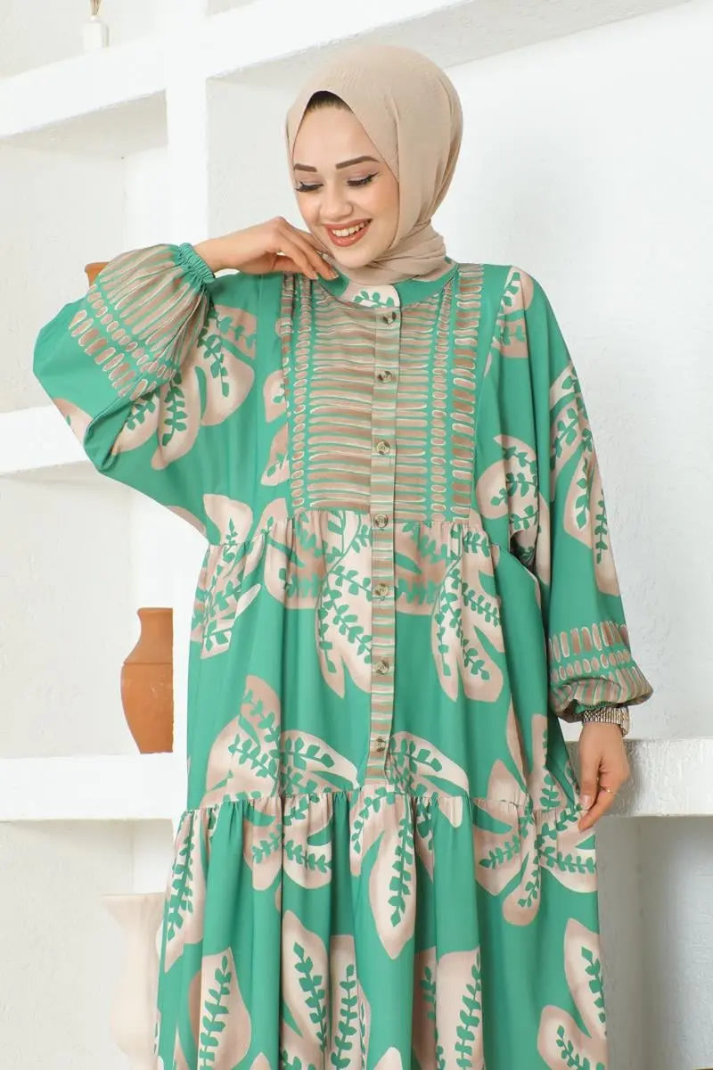 Mec Tropical Patterned Hijab Dress