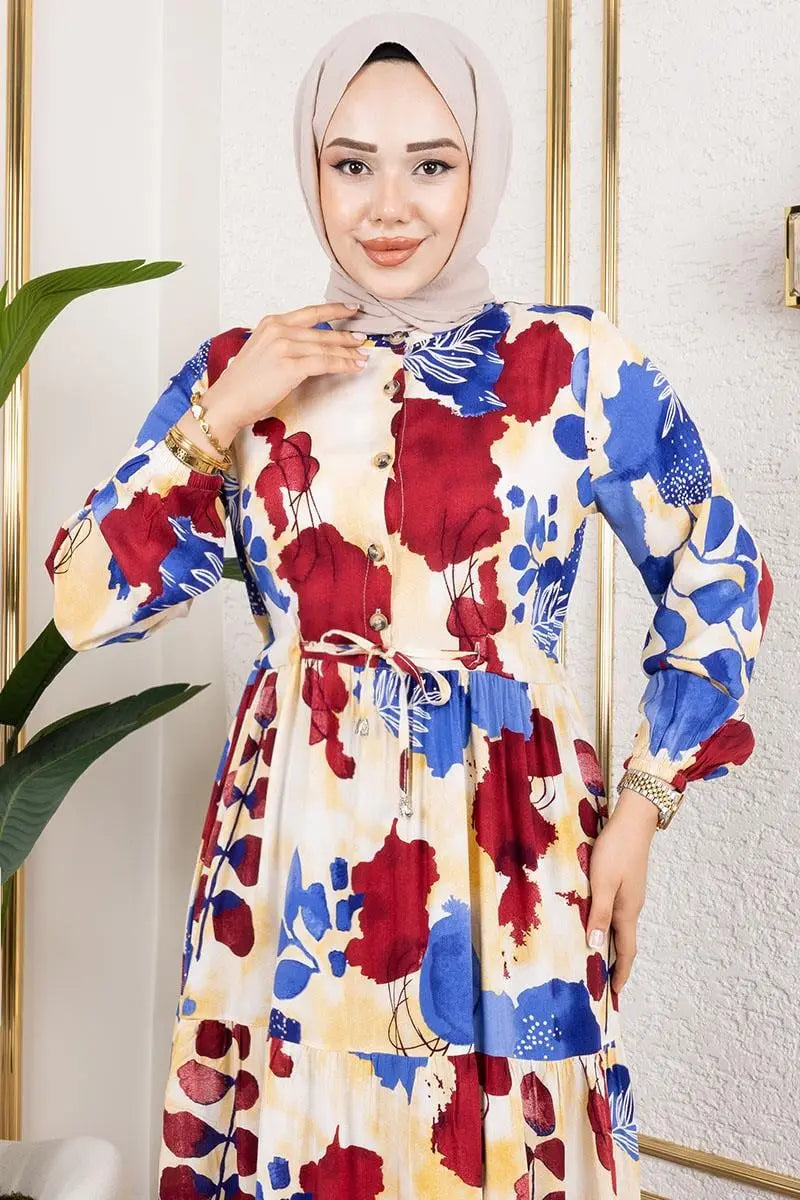 Tunnel Waist Hijab Dress | Indigo – NEOMODEST product image 2