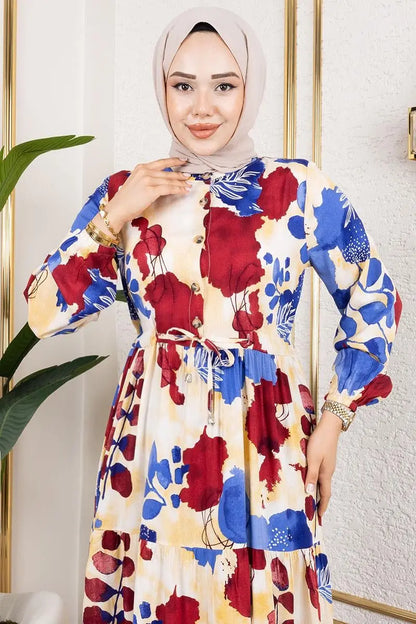 Tunnel Waist Hijab Dress | Indigo – NEOMODEST product image 2