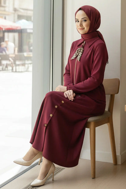 Two-piece Hijab Set With Scarf | Claret Red – NEOMODEST product image 2