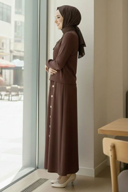 Two-piece Hijab Set With Scarf | Brown – NEOMODEST product image 3