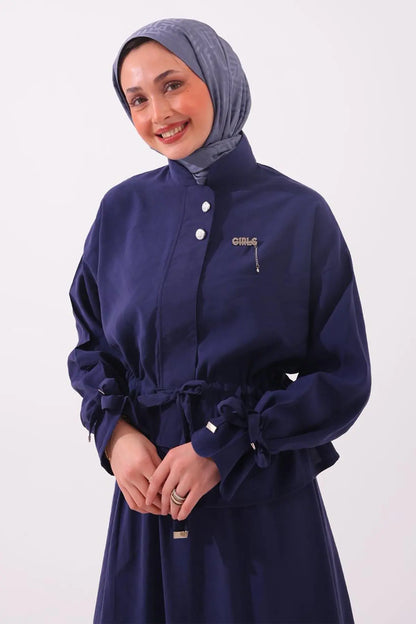 Two-piece Set With Brooch | Indigo – NEOMODEST product image 3