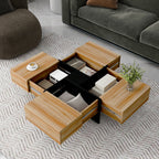Unique Design Coffee Table With 4 Hidden Storage Compartments - Brown