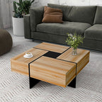 Unique Design Coffee Table With 4 Hidden Storage Compartments - Brown
