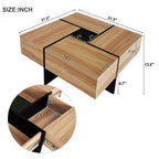 Unique Design Coffee Table With 4 Hidden Storage Compartments - Brown