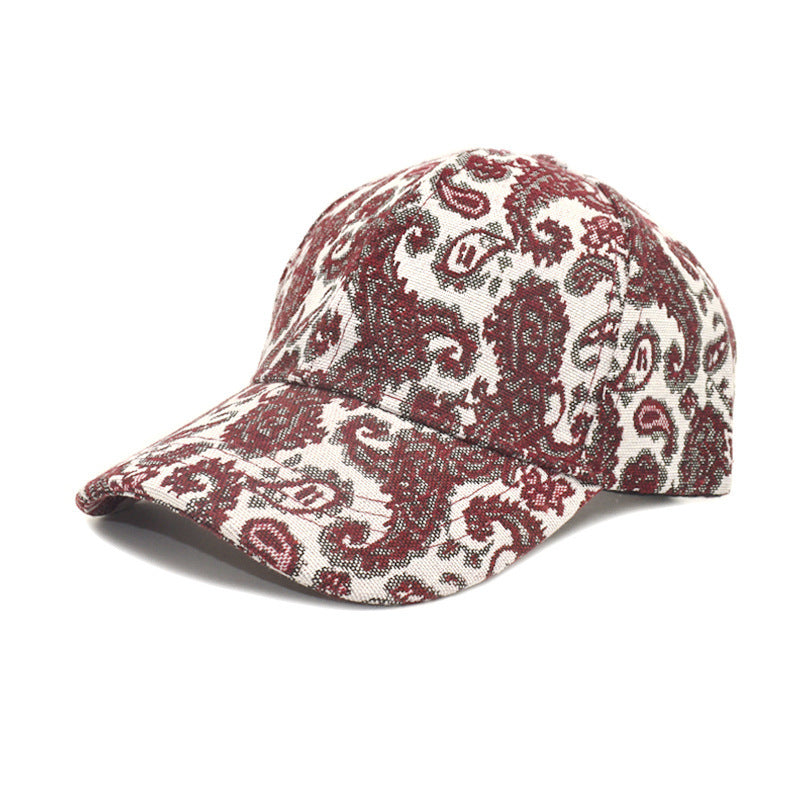 Unisex Paisley Pattern Printed Baseball Cap - Wine Red / M - Baseball cap
