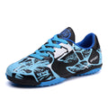Unisex Premium Sneakers Leather Surface Soccer Shoes - Blue Flat Bottom / 31 - Soccer shoes