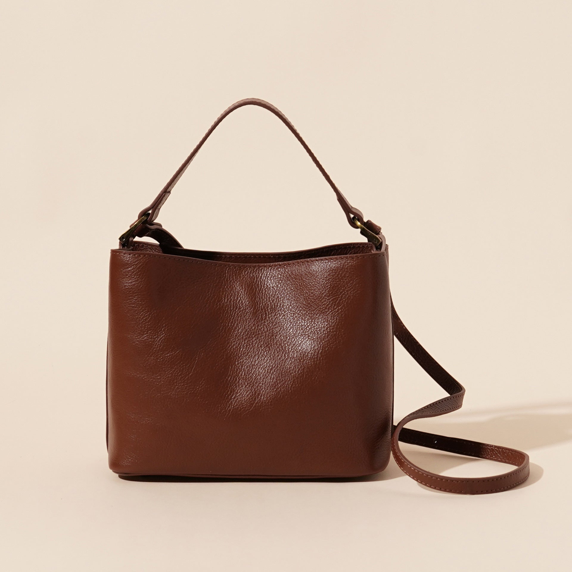 Vintage All-matching Women’s Shoulder Bag Cowhide Leather Handbag - Sugar Brown / 22.5X12X17cm - Shoulder Bag